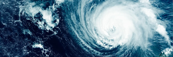 Aerial view of a wind storm above an ocean.
