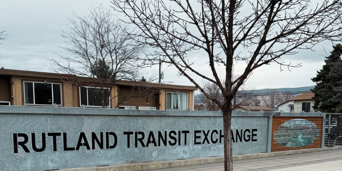 Picture of signage at the site of the Rutland Transit Exchange
