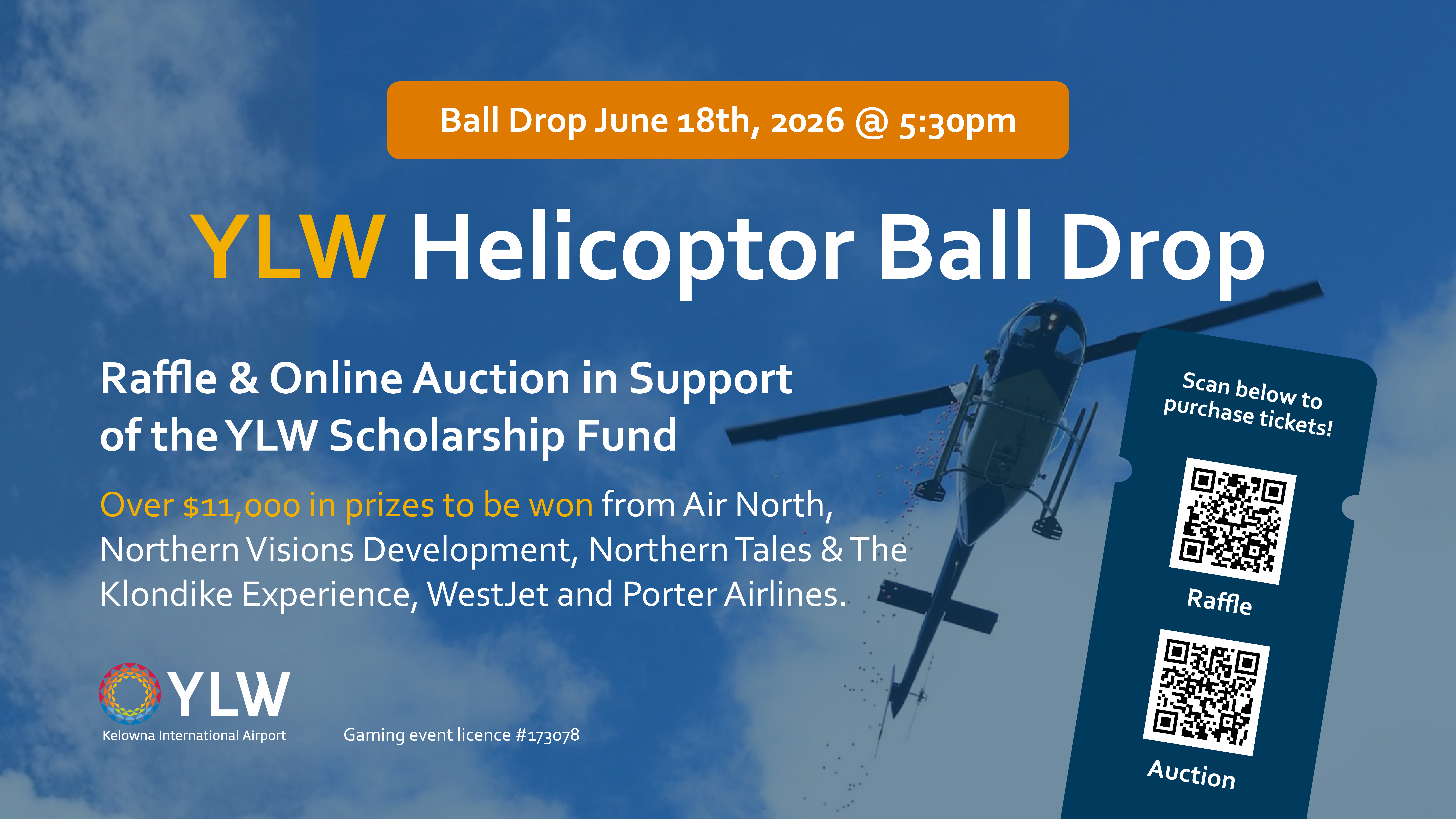 YLW Helicopter Ball Drop banner