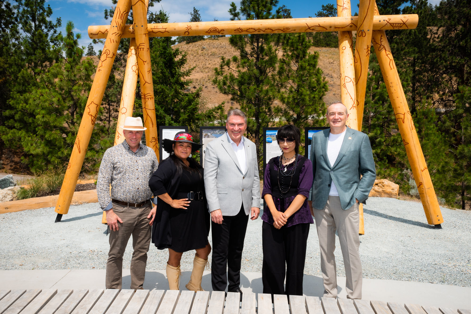 (Pictured left to right: Councillor Ron Cannan, Krystal Withakay, Mayor Tom Dyas, Emily Pooley and Councillor Gord Lovegrove)