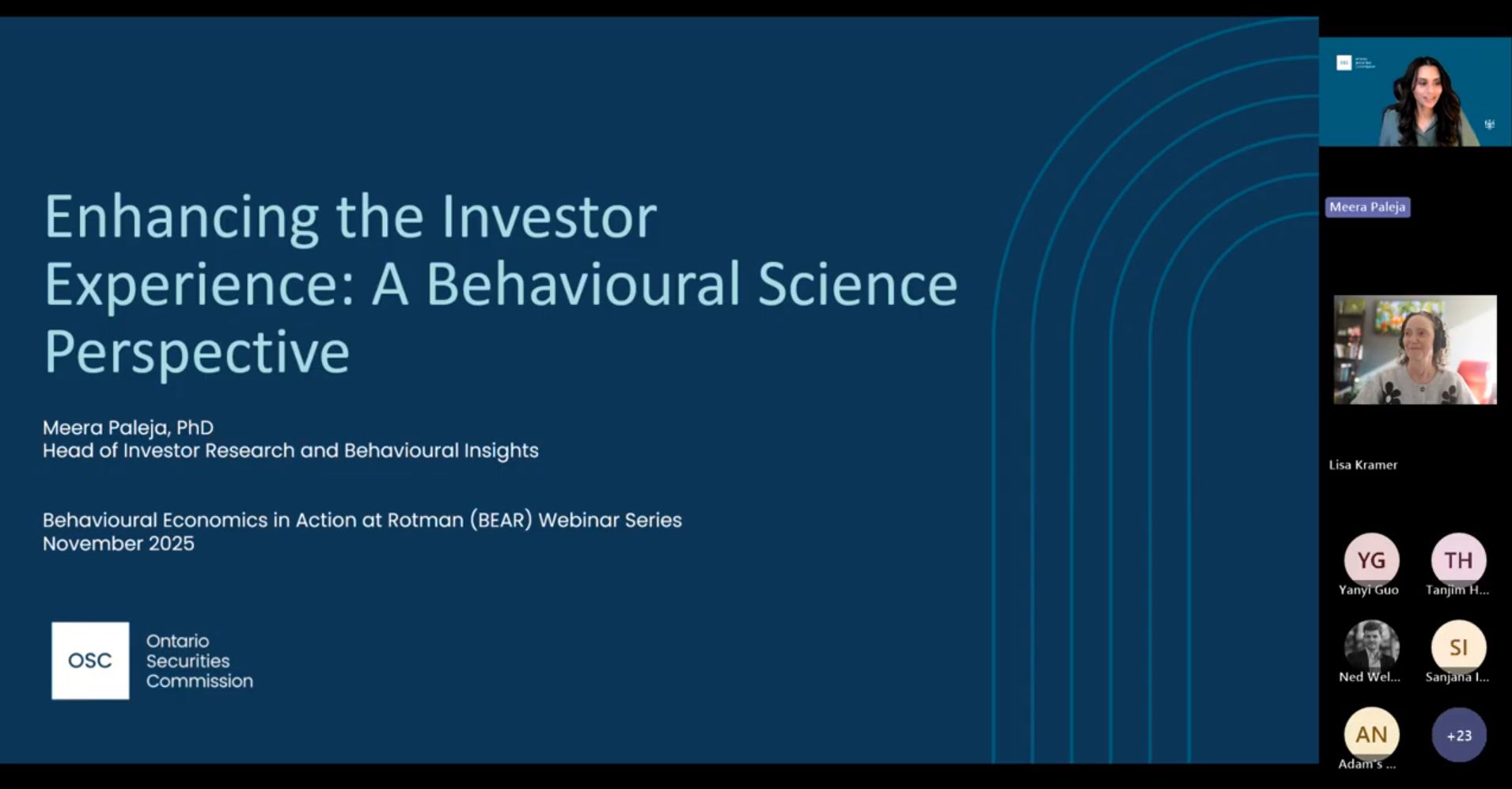 OSC Head Meera Paleja speaks at Rotman webinar series