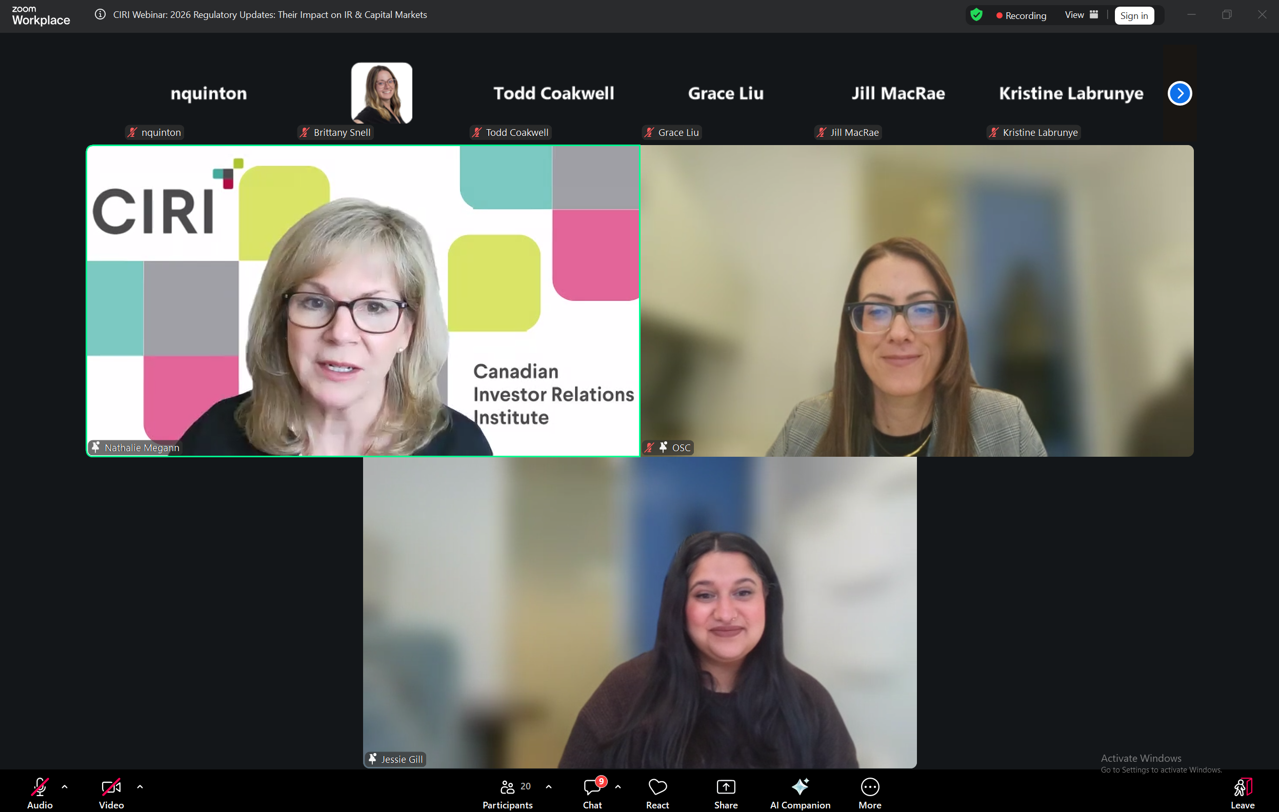 Jessie Gill, Senior Legal Counsel and Katie DeBartolo, Senior Accountant of the Corporate Finance division spoke on a webinar hosted by the Canadian Investor Relations Institute